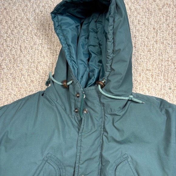 Vintage Triple F.A.T. Goose Down Parka Winter Puffer Coat L Hooded Jacket Teal - Picture 3 of 9